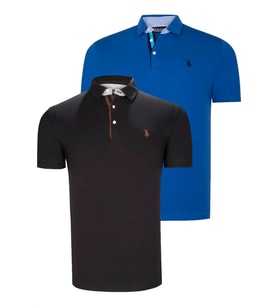 İKİLİ SET T8582 DEWBERRY ERKEK T-SHIRT-SİYAH-SAKS (Karışık)