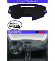 Renault Fluence İçin Uygun Torpido Koruma Halısı Siyah Kenar Renk Mavi