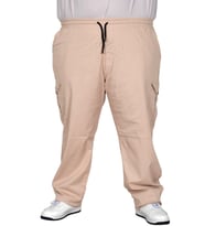 Mode XL Büyük Beden Pantolon Keten Kargo Jogger Milano 21912 Bej