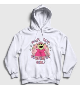 Presmono Unisex Beyaz Peepo Who's That Wonderful Girl Nanalan Kapüşonlu Sweatshirt 533493tt (Beyaz)