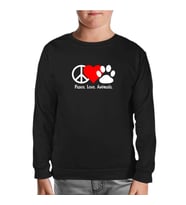 Peace Love Animals Siyah Çocuk Sweatshirt