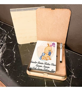 Anneler Günü Hediyesi Ahşap Kutulu Defter Kalem Set 001