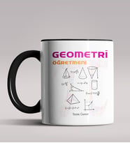 Kişiye Özel Geometri Öğretmeni Tasarımlı Siyah Renk Kupa Bardak 3 (Siyah)