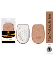 LT05 - Deri Topuk Koruyucu  Topuk Dikeni Önleyici, 1 Cm Boy Uzatma, Ter Emici, Hakiki Deri Destek (Taba)