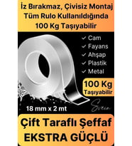 Ekstra Güçlü Çift Taraflı Bant İz Bırakmaz Şeffaf Çok Amaçlı Tamir Silikon Montaj Bandı 18mm X 2mt