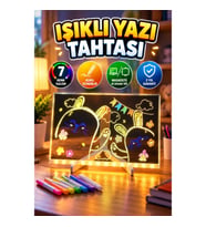 LED Işıklı Yazı Panosu 7 Renk Kalemli Kuru Silinebilir Masaüstü ve Duvar Tipi