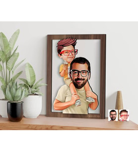 BK Gift Kişiye Özel Baba Oğul Karikatürlü 3D Ahşap Tablo-20, Babaya Hediye, Karikatürlü Tablo