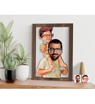 BK Gift Kişiye Özel Baba Oğul Karikatürlü 3D Ahşap Tablo-20, Babaya Hediye, Karikatürlü Tablo
