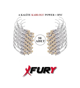FURY 50 Adet A Kalite Kablolu Hazır BNC + POWER Jack Kablolu Konnektör