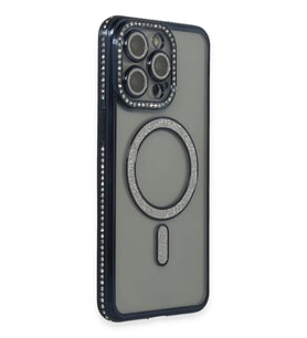 Newface Apple iPhone 14 Pro Kılıf Joke Simli Magneticsafe Kılıf - Lacivert