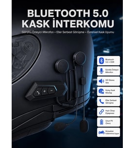 Mey İthalat® Intercom Bluetooth Kask Kulaklık Motosiklet Kulaklık 5.0 Bluetooth