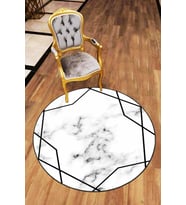 Siyah Prizma Kaymaz Tabanlı Yıkanabilen Yuvarlak Halı AR406 - 100 x 100 cm