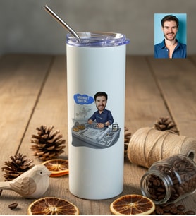 Kişiye Özel Karikatürlü Makine Mühendisi Pipetli Matara Mühendisler Günü Hediyesi