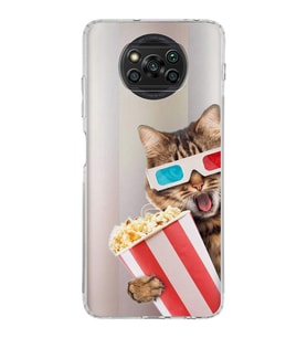 PrintiFy Poco X3 ile Uyumlu Kedi 1 Kamera Korumalı Şeffaf Kılıf