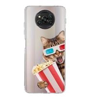 PrintiFy Poco X3 ile Uyumlu Kedi 1 Kamera Korumalı Şeffaf Kılıf