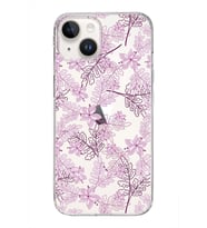 Apple iPhone 14 Uyumlu Kapak Floral Pembe Tasarımlı Şeffaf Silikon Kılıf