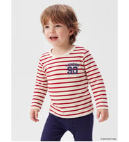 LCW baby Kırmızı Çizgili London Baskılı Erkek Bebek Tişört