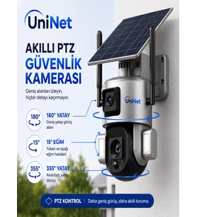 Uninet Solar Kamera 4g Sim Kartlı 10X Optik Zoomlu 2 Kameralı Dış Mekan Ip Kamera