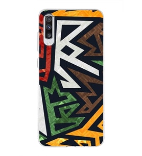 Samsung Galaxy A70 Uyumlu Kapak Soyut Grafiti Tasarımlı Şeffaf Silikon Kılıf