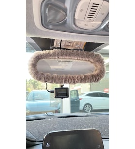Peluş Dikiz Ayna Kılıfı Süs Gri