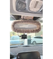 Peluş Dikiz Ayna Kılıfı Süs Gri