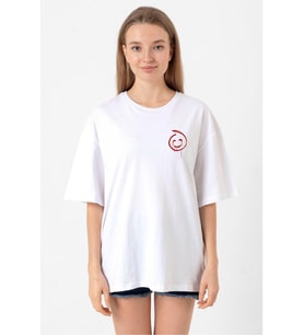 The Mentalist Red John Pocket Beyaz Kadın Oversize Tshirt
