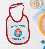 BK Kids Ep İsterim Tasarımlı Kırmızı Bebek Mama Önlüğü-4
