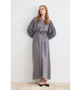 Kolları Piliseli Abaya - Gri