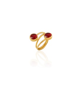 Kadir Jewellery 22 Ayar Altın Kaplama Zirkon Taşlı Ayarlanabilir Renkli Taşlı Yüzük