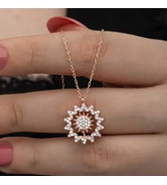 Gümüş Rose Güneş Kadın Kolye