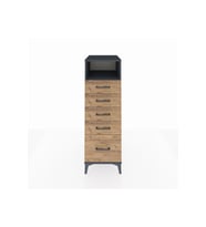 Kronos Dolap Tek Raflı 5 Çekmeceli 44x59x134 Antrasit-Çam