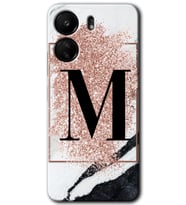 Xiaomi Redmi 13C Kılıf HD Desen Baskılı Kılıf - Pembe Mermer Desenli M Harfi