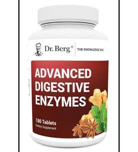 Dr. Berg Advanced Digestive Enzymes with Apple Cider Vinegar - Includes Digestive Health Ingredients Like Betaine Hydrochloride (HCI), Ginger Root & Peppermint Leaf - 180 Tablets.3953 (Renksiz)
