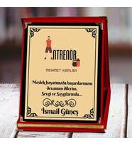 Antrenör Baskılı Plaket (2. Tasarım)  Kişiye Özel (Kırmızı)
