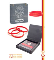 Galatasaray Orijinal Lisanslı 3'lü Silikon Bileklik Hediyelik Ahşap Kutulu (Kırmızı)
