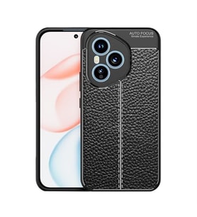 Coverzone Honor 400 Pro ile Uyumlu Silikon Kılıf TPU Niss Silikon Deri Görünümlü Ultra Slim Fit Kılıf Honor 400 Pro için Kılıf Siyah