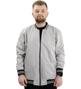 Mode XL Büyük Beden Erkek Çift Taraflı Mont 23652 Gri