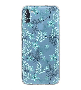 Samsung Galaxy A11  Kamera Korumalı  Kapak Floral Su Yeşili Tasarımlı  Şeffaf Kılıf