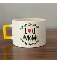 I Love You Mom Baskılı Sarı Kulplu C Fincan