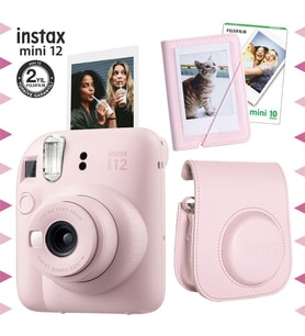 Instax mini 12 Pembe Fotoğraf Makinesi-10'lu Film-Mini Albüm ve Deri Kılıf Seti