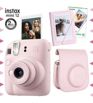 Instax mini 12 Pembe Fotoğraf Makinesi-10'lu Film-Mini Albüm ve Deri Kılıf Seti