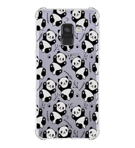 Samsung Galaxy A8 2018 Uyumlu Köşe Korumalı Antişok Kapak Panda Tasarımlı Şeffaf Kılıf