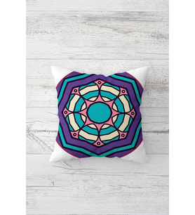 Mor Desen Mandala Çift Tarafı Baskılı Gizli Fermuarlı Yastık Kılıfı Kırlent Koltuk Yastık Kılıfı (Mor-Pembe)