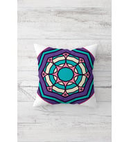 Mor Desen Mandala Çift Tarafı Baskılı Gizli Fermuarlı Yastık Kılıfı Kırlent Koltuk Yastık Kılıfı (Mor-Pembe)