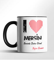 Kişiye Özel Mersin Seninle Daha Güzel Tema Siyah Renk Kupa (Siyah)