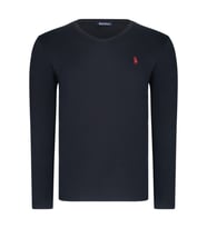 T8587 DEWBERRY V YAKA ERKEK UZUN KOL T-SHIRT-DÜZ SİYAH