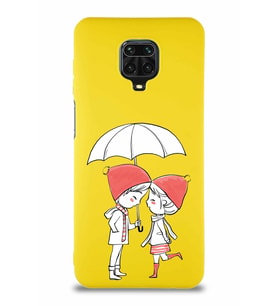 Xiaomi Redmi Note 9 Pro Soft Premier Kapak Aşk Tasarımlı Silikon Kılıf - Sarı (Şeffaf)