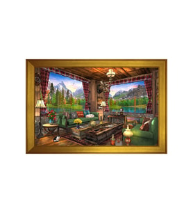 Manzara Temalı Kanvas Tablo 80 x 110 cm Gold Çerçeve