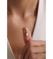 Opal Taşlı Penguen Kilitli Charm Kolye Ucu