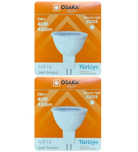 (2 Adet) Osaka 5W (40W) Beyaz Işık (6500K) G4 Duylu (İğne Bacak) Led Çanak Ampul